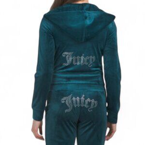 JUICY COUTURE BLING Velour Tracksuit Sea Teal Christmas Gift Set Sweatsuit NWT